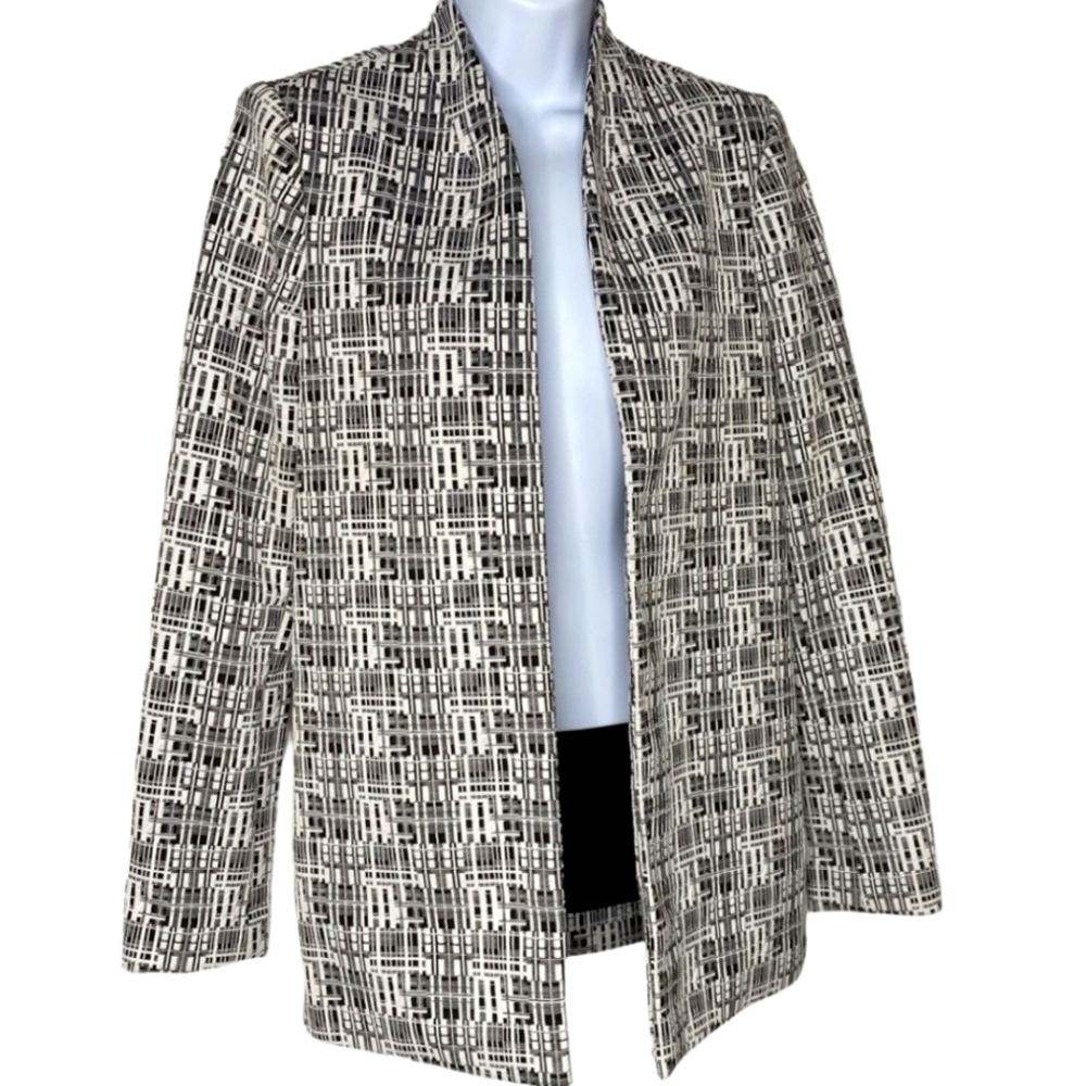 CALVIN KLEIN Black & White Scuba Open Blazer